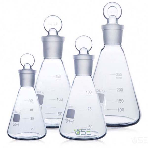 Glass Erlenmeyer Flask With Ground Glass Stopper