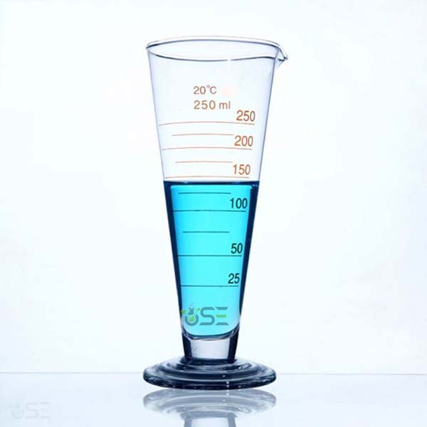 Laboratory Triangular Glass Measuring Cylinder